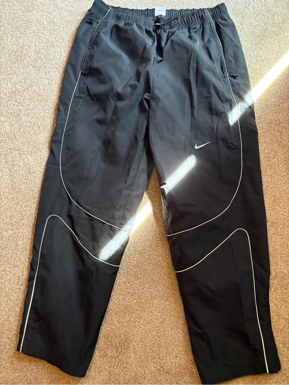 Nike Black Track Pants with White Piping